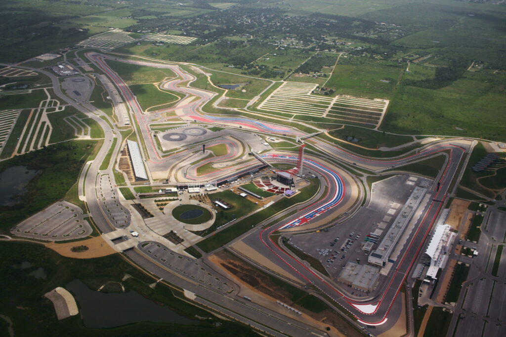 Vista aérea del Circuito de las Américas, Austin, en julio de 2015. Fotografía de archivo; no corresponde al GP de 2026.