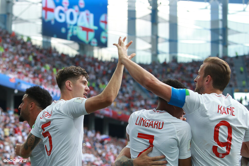 Jugadores de Inglaterra celebran un gol ante Panamá en el Mundial de 2018.